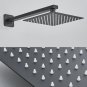 full set 8inch_Stainless Steel Black Shower Head 8/10/12 Inch Chrome Rainfall Bath Head Wall Mounted