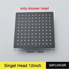shower head 12inch_Stainless Steel Black Shower Head 8/10/12 Inch Chrome Rainfall Bath Head Wall Mou