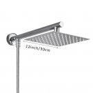 Chrome 12inch_8/10/12 Inch Ultra-thin Wall Mount Rainfall Shower Head With 16inch Stainless Steel Sh
