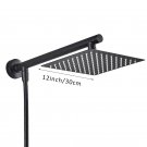 Matte Black 12inch_8/10/12 Inch Ultra-thin Wall Mount Rainfall Shower Head With 16inch Stainless Ste
