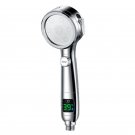 Silver_High Pressure Handheld Bathroom Shower Head with LED Digital Temperature Display Adjustable S