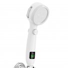 White_High Pressure Handheld Bathroom Shower Head with LED Digital Temperature Display Adjustable Sp