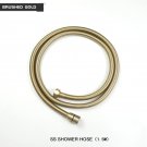 B Gold Hose Only_Brass Handheld Shower Head Round Hand Held Bath Sprinkler White/Brushed Gold/Chrome