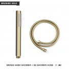 B Gold Shower Hose_Brass Handheld Shower Head Round Hand Held Bath Sprinkler White/Brushed Gold/Chro