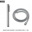 Chrome Shower Hose_Brass Handheld Shower Head Round Hand Held Bath Sprinkler White/Brushed Gold/Chro