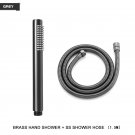 Grey Shower Hose_Brass Handheld Shower Head Round Hand Held Bath Sprinkler White/Brushed Gold/Chrome