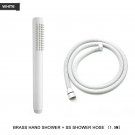 White Shower Hose_Brass Handheld Shower Head Round Hand Held Bath Sprinkler White/Brushed Gold/Chrom