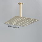 Brushed Golden 12_Ultra-Thin 8/10/12" Shower Head With Ceiling Shower Arm Rainfall Stainless Steel S