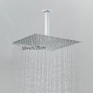 Chrome 10_Ultra-Thin 8/10/12" Shower Head With Ceiling Shower Arm Rainfall Stainless Steel Shower He