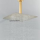 Golden 12_Ultra-Thin 8/10/12" Shower Head With Ceiling Shower Arm Rainfall Stainless Steel Shower He