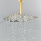 Golden 8_Ultra-Thin 8/10/12" Shower Head With Ceiling Shower Arm Rainfall Stainless Steel Shower Hea