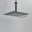 Matte Black 12_Ultra-Thin 8/10/12" Shower Head With Ceiling Shower Arm Rainfall Stainless Steel Show