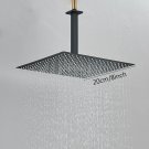 Matte Black 8_Ultra-Thin 8/10/12" Shower Head With Ceiling Shower Arm Rainfall Stainless Steel Showe
