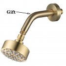 Brushed Gold_Bathroom Solid Stainless Steel High Pressure Small Matte Black Rain Shower Head Wall Mo