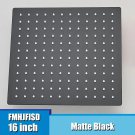 matte black_16 Inch  Black Square Shower Head Rainfall Shower Accessories Stainless Steel Top Bathro