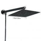 black 10 inch_Chrome Wall Mounted Ultrathin Square 8" Shower Head + Brass Shower Arm + 150cm Srainle