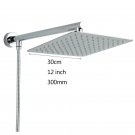 square 12 inch_Chrome Wall Mounted Ultrathin Square 8" Shower Head + Brass Shower Arm + 150cm Srainl