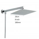 square 8 inch_Chrome Wall Mounted Ultrathin Square 8" Shower Head + Brass Shower Arm + 150cm Srainle