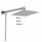 square 8 inch_Chrome Wall Mounted Ultrathin Square 8" Shower Head + Brass Shower Arm + 150cm Srainle