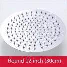 Round 12 inch_Chrome/Matte Black /8"/10"/12" Square Round Shower Head Rainfall Water Saving Ultra-th