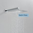 chrome 8inch_Ultra-thin Shower Head Water Saving Rainfall Stainless Steel Square 8/10/12inch with Sh