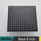 Black 8 inch_Stainless Steel Chrome Shower Head 6-12 Inch Rainfall Bath Head Ceiling Wall Mounted Ba
