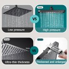 Silver_30CM Big Panel Large Flow Supercharge Ceiling Mounted Shower Head Black 4 Modes High Pressure