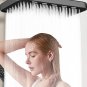Grey_14 Inch Big Panel Rectangle Rainfall Shower Head Silver Large Flow 360° Swivel Water Saving Ba
