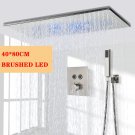 2 Way Brushed A_Nickel/Chrome/Black LED 40cm/80cm rectangular brass shower nozzle faucet bathroom ac