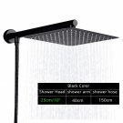 Black Square 10_Rozin Bright Chrome 8" Ultrathin Shower Head Brass 15" Shower Arm 59" Stainless Stee