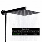 Black Square 12_Rozin Bright Chrome 8" Ultrathin Shower Head Brass 15" Shower Arm 59" Stainless Stee