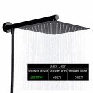 Black Square 8_Rozin Bright Chrome 8" Ultrathin Shower Head Brass 15" Shower Arm 59" Stainless Steel