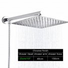 Chrome Square 10_Rozin Bright Chrome 8" Ultrathin Shower Head Brass 15" Shower Arm 59" Stainless Ste