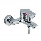 Chrome Valve A_Rozin Bright Chrome 8" Ultrathin Shower Head Brass 15" Shower Arm 59" Stainless Steel