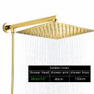 Golden Square 12_Rozin Bright Chrome 8" Ultrathin Shower Head Brass 15" Shower Arm 59" Stainless Ste