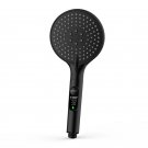black_1pc digital temperature display Handheld LED shower head Water powered without battery bathroo