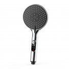 silver_1pc digital temperature display Handheld LED shower head Water powered without battery bathro