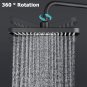 Silver B_High Pressure Large Flow Ceiling Mounted Shower Head Black 4 Modes Big Panel Rainfall Super
