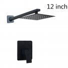 50010A2-12_YANKSMART Matte Black Bathroom Rainfall Square Shower Head With Arm Combo Bathtub Wall Mo
