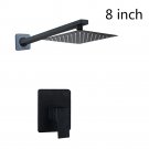 50010A2-8_YANKSMART Matte Black Bathroom Rainfall Square Shower Head With Arm Combo Bathtub Wall Mou