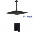 50010B2-10_YANKSMART Matte Black Bathroom Rainfall Square Shower Head With Arm Combo Bathtub Wall Mo