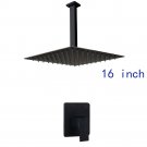 50010B2-16_YANKSMART Matte Black Bathroom Rainfall Square Shower Head With Arm Combo Bathtub Wall Mo