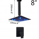 50010B2-8L_YANKSMART Matte Black Bathroom Rainfall Square Shower Head With Arm Combo Bathtub Wall Mo