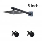 51045O-8_YANKSMART Matte Black Bathroom Rainfall Square Shower Head With Arm Combo Bathtub Wall Moun