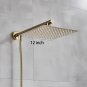 gold 12 inch_Wall Mounted Bath Shower Faucet 6/8/10 Inch Stainless Steel Shower Head Ultrathin Top O