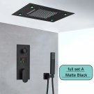 Black Full Set A_Black Embedded Ceiling Shower Head Intelligent Remote Control LED Rainfall Shower S