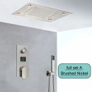 Brushed full set A_Black Embedded Ceiling Shower Head Intelligent Remote Control LED Rainfall Shower
