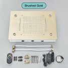 Brushed Gold Head_Black Embedded Ceiling Shower Head Intelligent Remote Control LED Rainfall Shower 