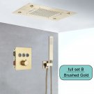 Brushed Gold set B_Black Embedded Ceiling Shower Head Intelligent Remote Control LED Rainfall Shower