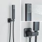 Nickel Single Head_Black Embedded Ceiling Shower Head Intelligent Remote Control LED Rainfall Shower